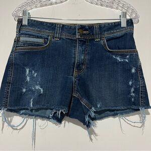Carhartt Original Fit Denim Jean Shorts Women’s Sz 6 Dark Wash Blue Raw Hem